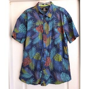 Hinano Tahiti Hawaiian Tropical Girl Print Short Sleeve ButtonUp Shirt Men Sz XL
